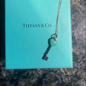 Tiffany & Co Enamel Silver Heart Key Necklace